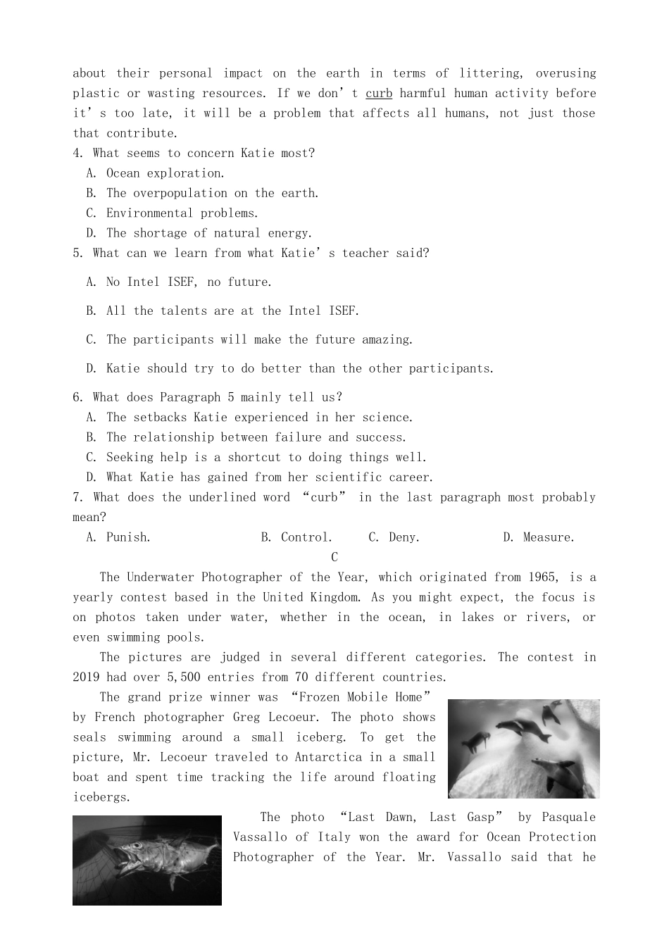 山东省烟台市高三英语4月模拟考试(一模)试卷_第3页