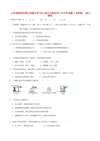 山东省嘉祥县九年级化学3月月考试卷 新人教版试卷