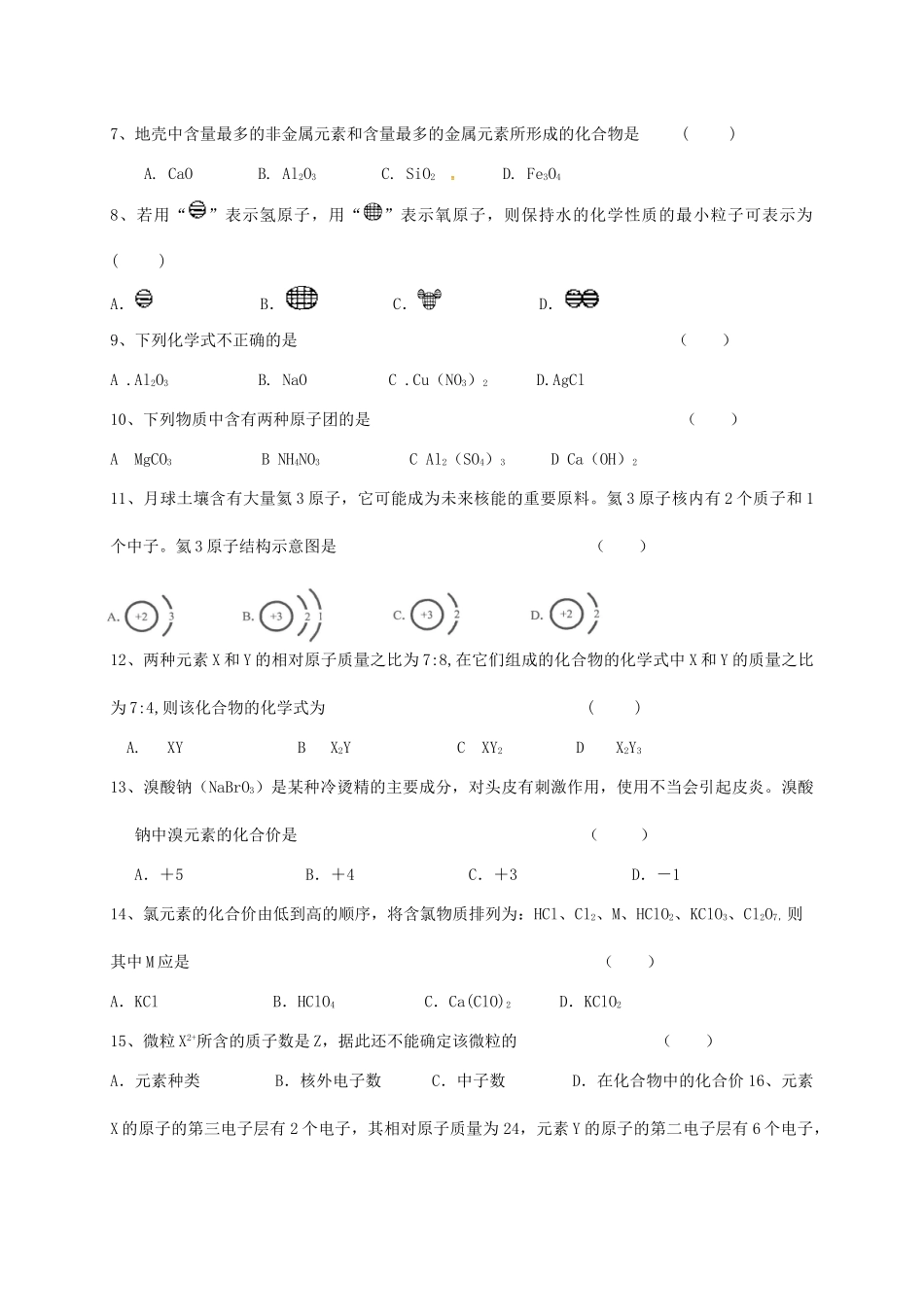 九年级化学下学期期中试卷 五四制试卷_第2页