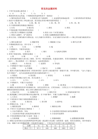 九年级化学下册 91 常见的金属材料试卷(新版)鲁教版试卷