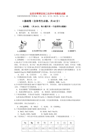 四川省宜宾市翠屏区九年级化学中考模拟试卷人教版试卷