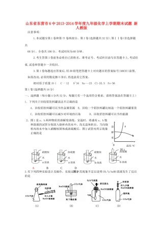 山东省东营市6中013-度九年级化学上学期期末试卷 新人教版试卷