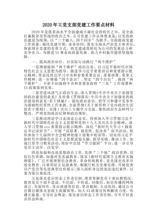 某党支部党建工作要点材料