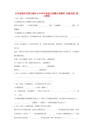 山东省临沂市青云镇中考语文试卷分类解析 创新训练 新人教版试卷