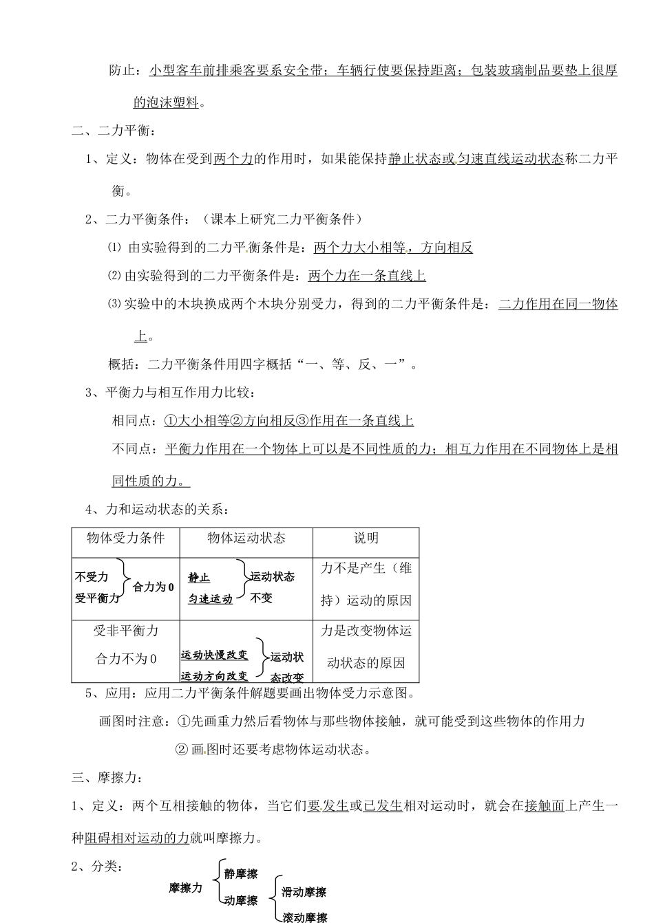 九年级物理 5(力和运动)复习提纲 人教新课标版试卷_第2页