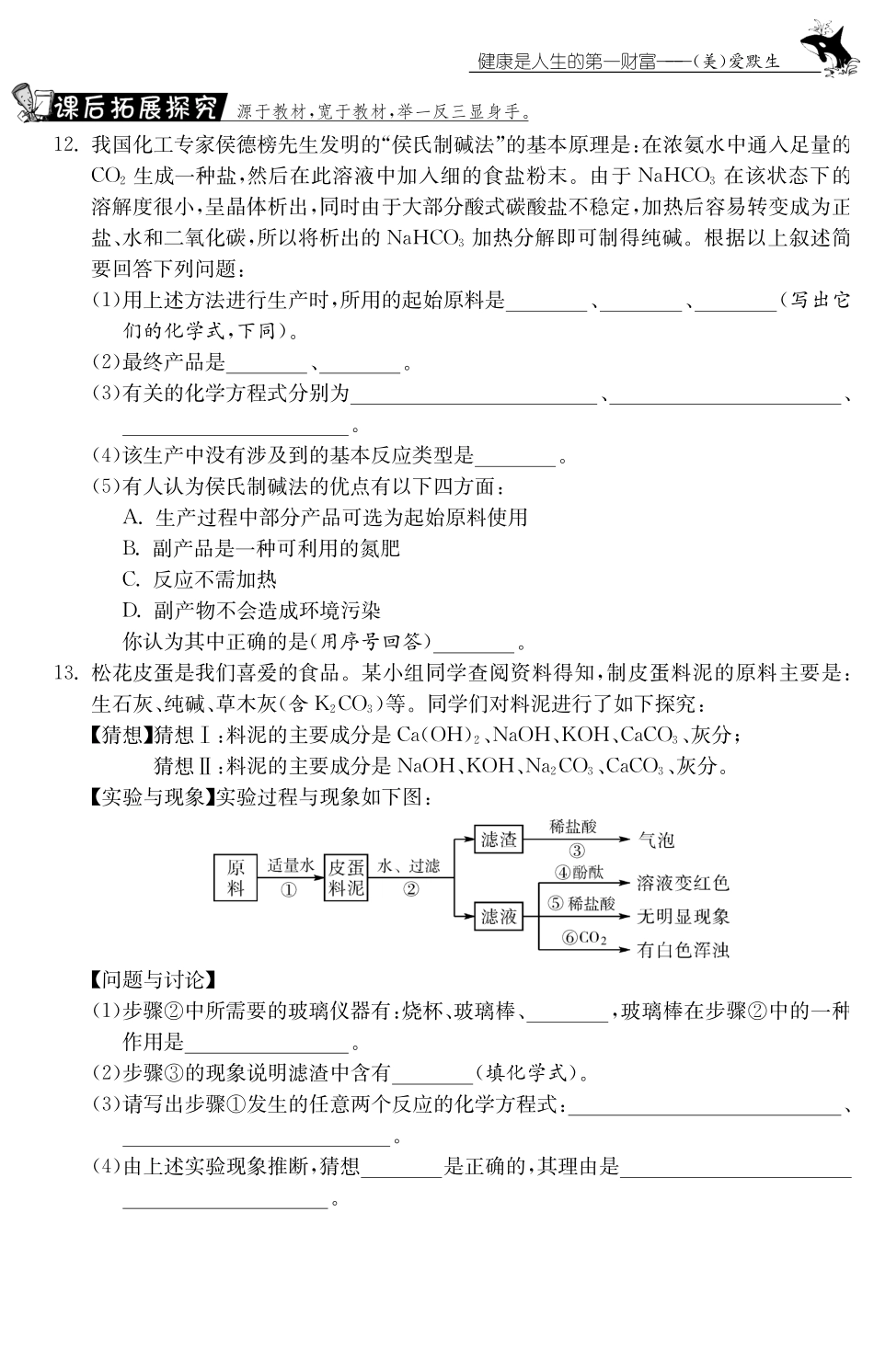 九年级化学全册 83 海水 制碱 测试卷(课前自主梳理课堂合作研习课后拓展探究，pdf)(新版)鲁教版试卷_第3页