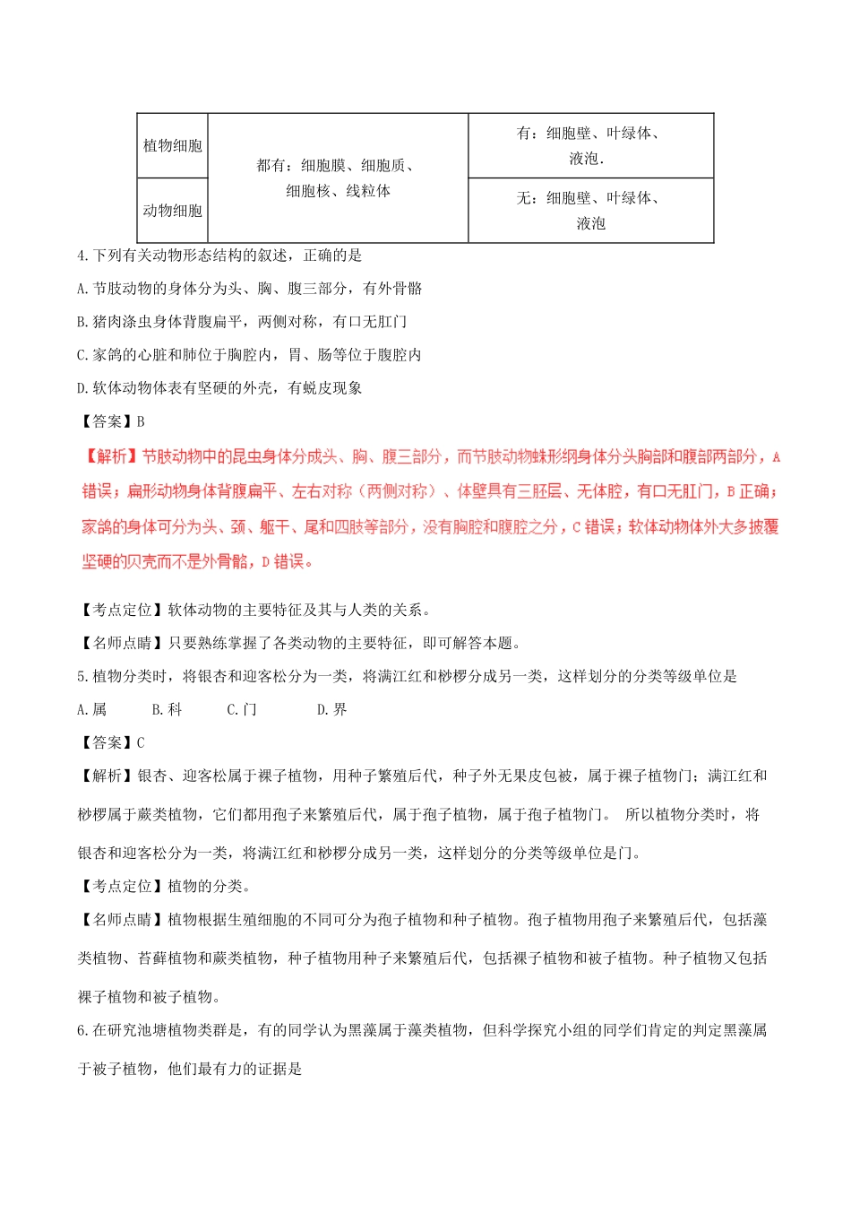 山东省潍坊市中考生物真题试卷试卷_第3页