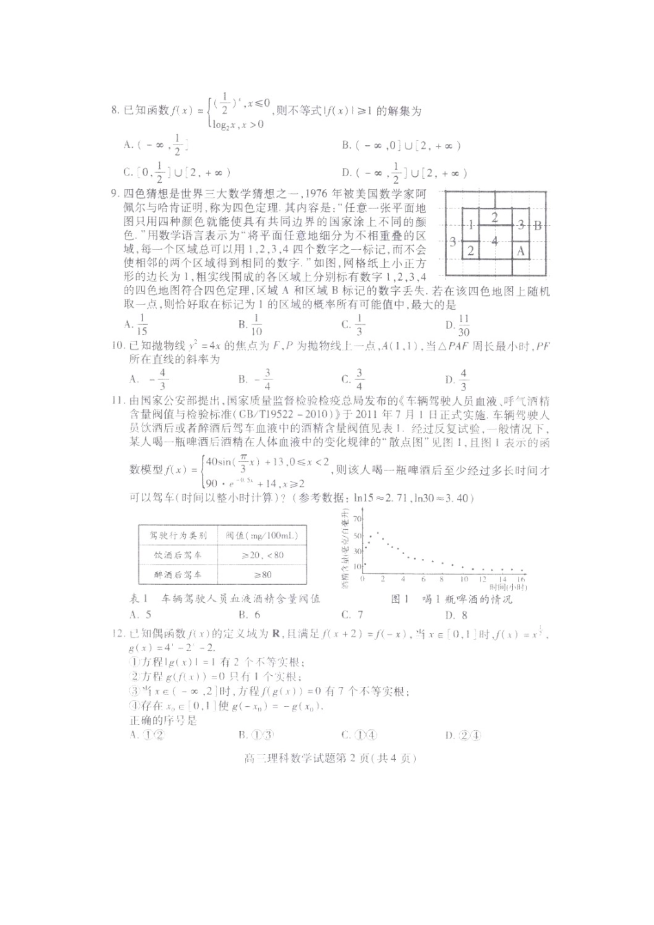 山东省临沂市罗庄区高三数学上学期期末考试试卷 理(扫描版，无答案)试卷_第2页