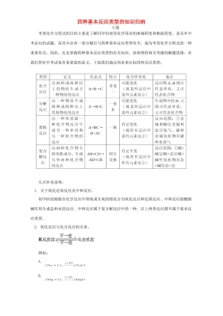 四种基本反应类型的知识归纳试卷