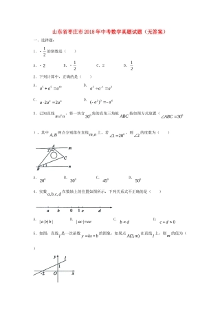 山东省枣庄市中考数学真题试卷试卷