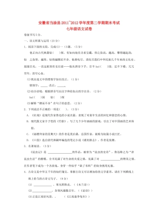 安徽省当涂县七年级语文第二学期期末考试试卷 人教新课标版试卷
