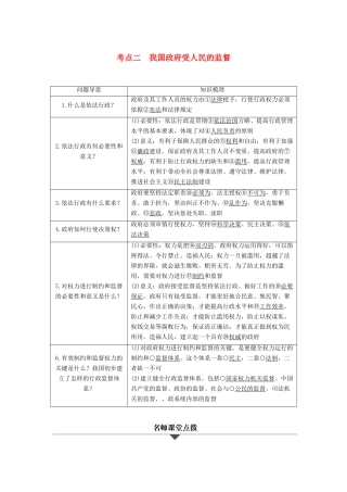 （浙江专用）高考政治二轮复习 专题六 为人民服务的政府 考点二 我国政府受人民的监督试题-人教版高三全册政治试题