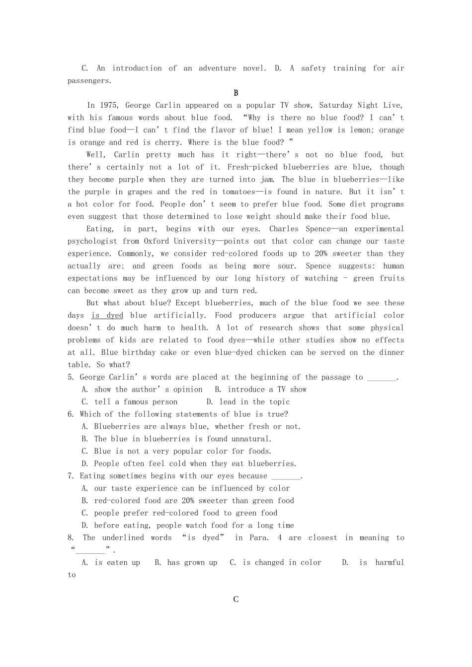 吉林省长春市第二十九中学2020届高三英语上学期期中试卷_第2页