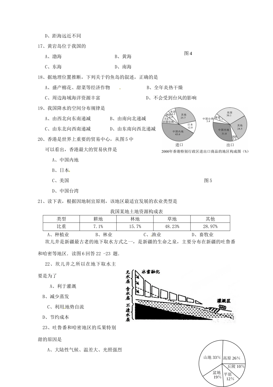 九年级地理10月质量检测试卷试卷_第3页