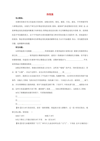 中考物理第一轮复习提纲 热现象试卷