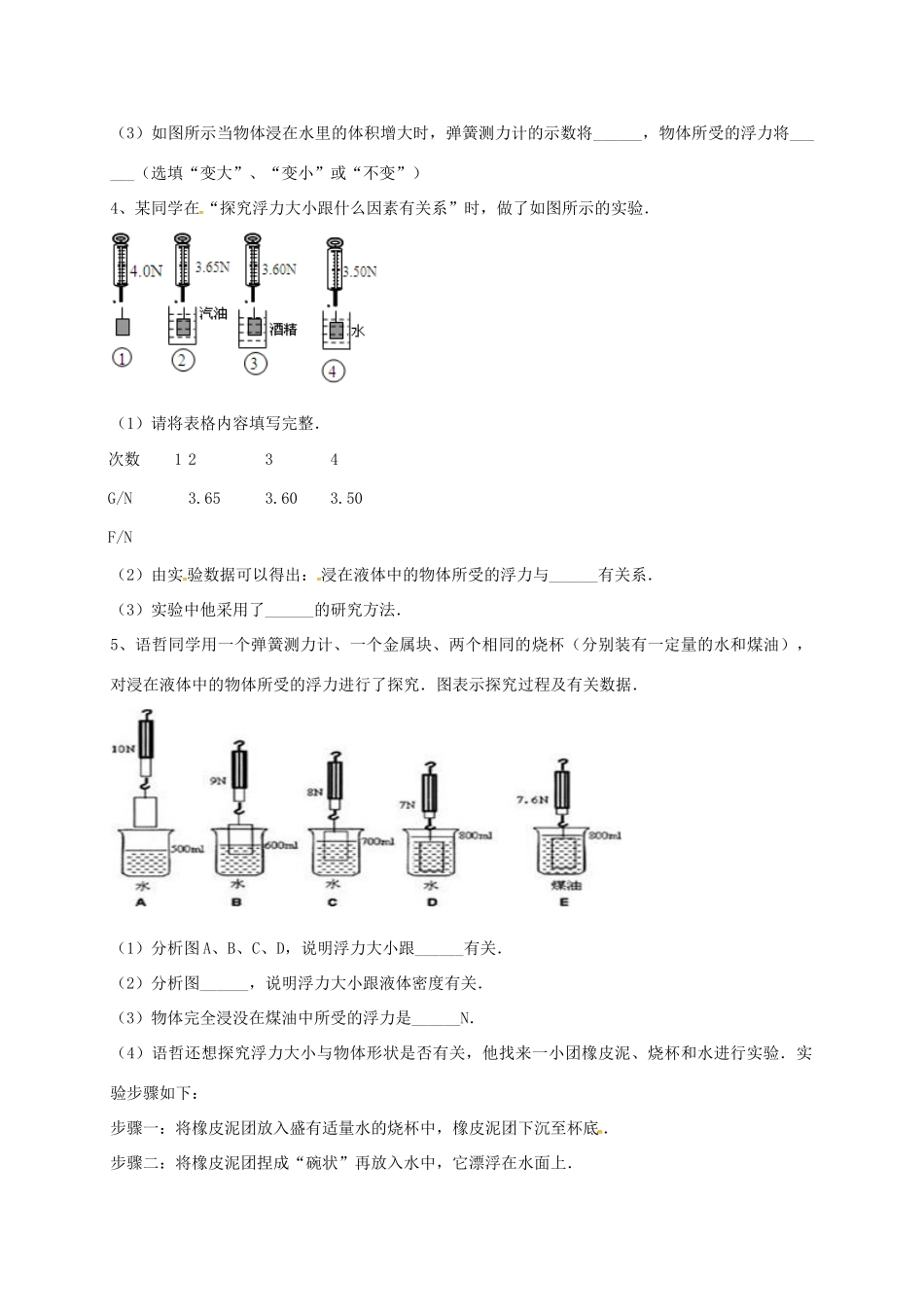 吉林省吉林市中考物理总复习 浮力实验试卷4 新人教版试卷_第3页