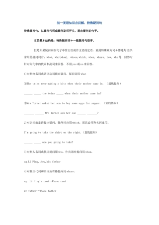 中考英语特殊疑问句试卷