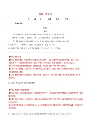 中考语文 阅读一百天解析)试卷