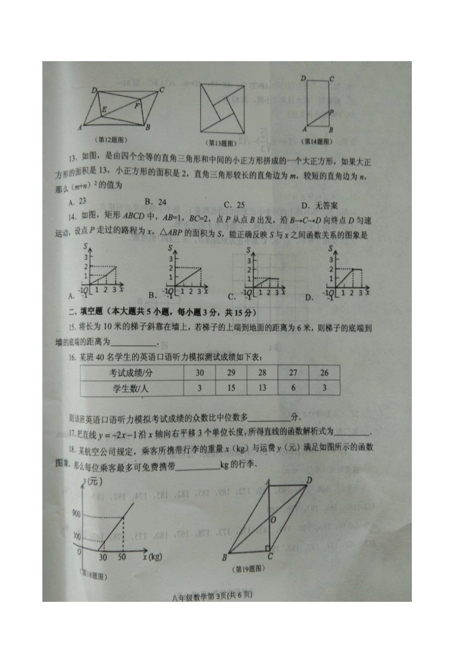 山东省沂水县 八年级数学下学期期末试卷新人教版试卷_第3页