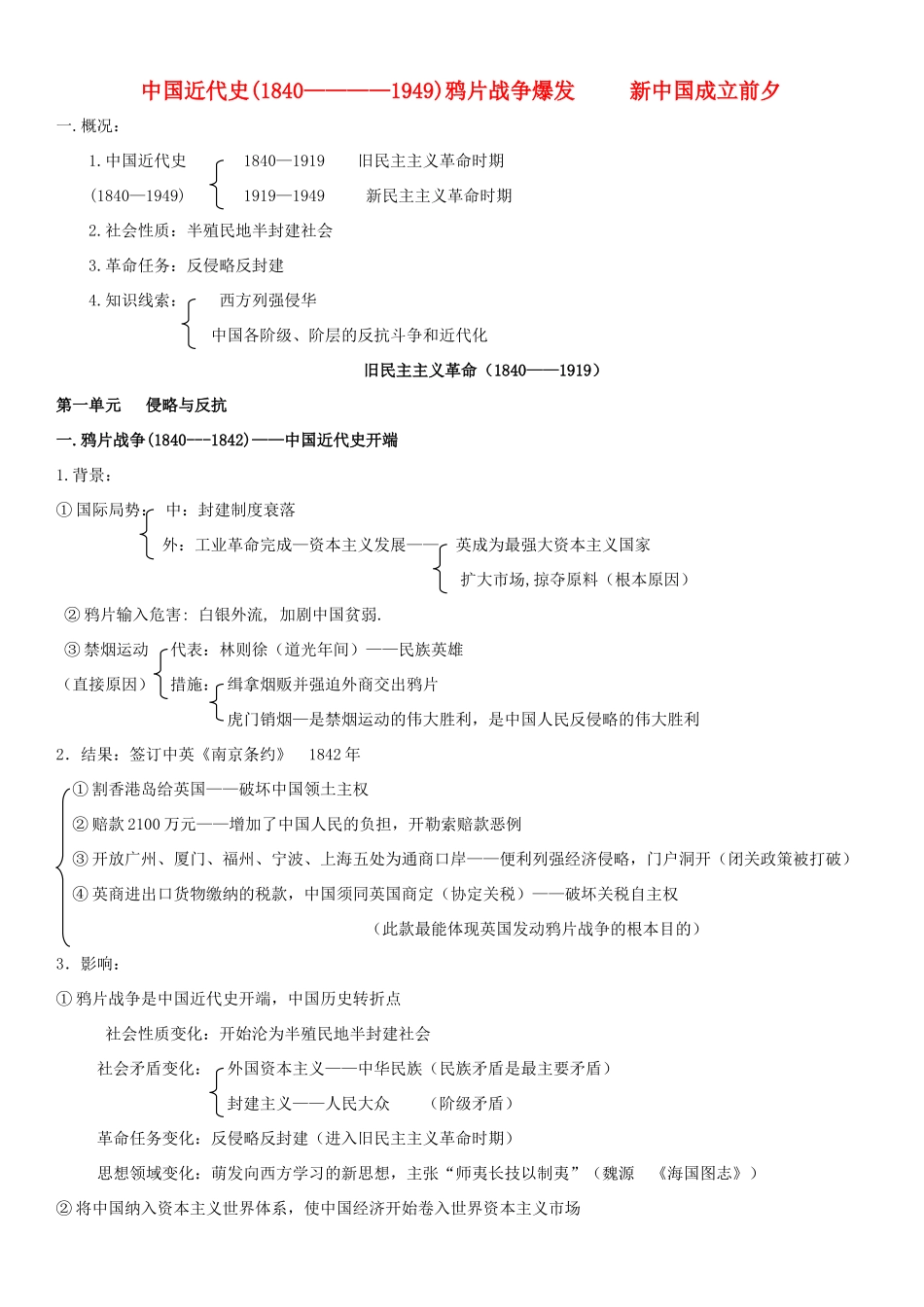 八年级历史上册 知识线索复习资料试卷_第1页