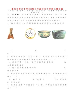 九年级历史下学期三模试卷试卷