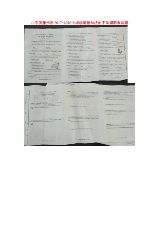 山东省滕州市-七年级道德与法治下学期期末试卷新人教版 山东省滕州市-七年级道德与法治下学期期末试卷(pdf) 新人教版