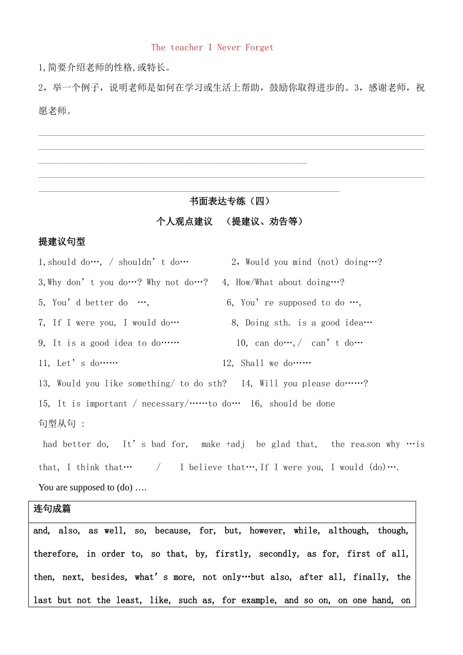 中考英语专项复习 书面表达试卷_第2页