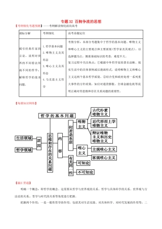 （讲练测）高考政治一轮复习 专题32 百舸争流的思想（讲）（含解析）新人教版必修4-新人教版高三必修4政治试题