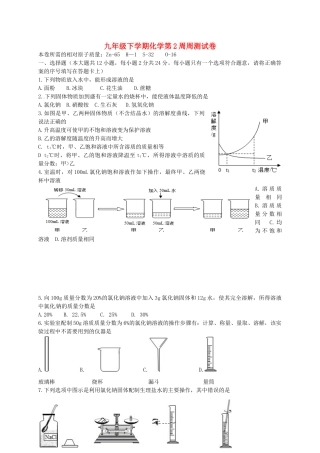 九年级化学下学期第2周周测试卷(新版)新人教版试卷