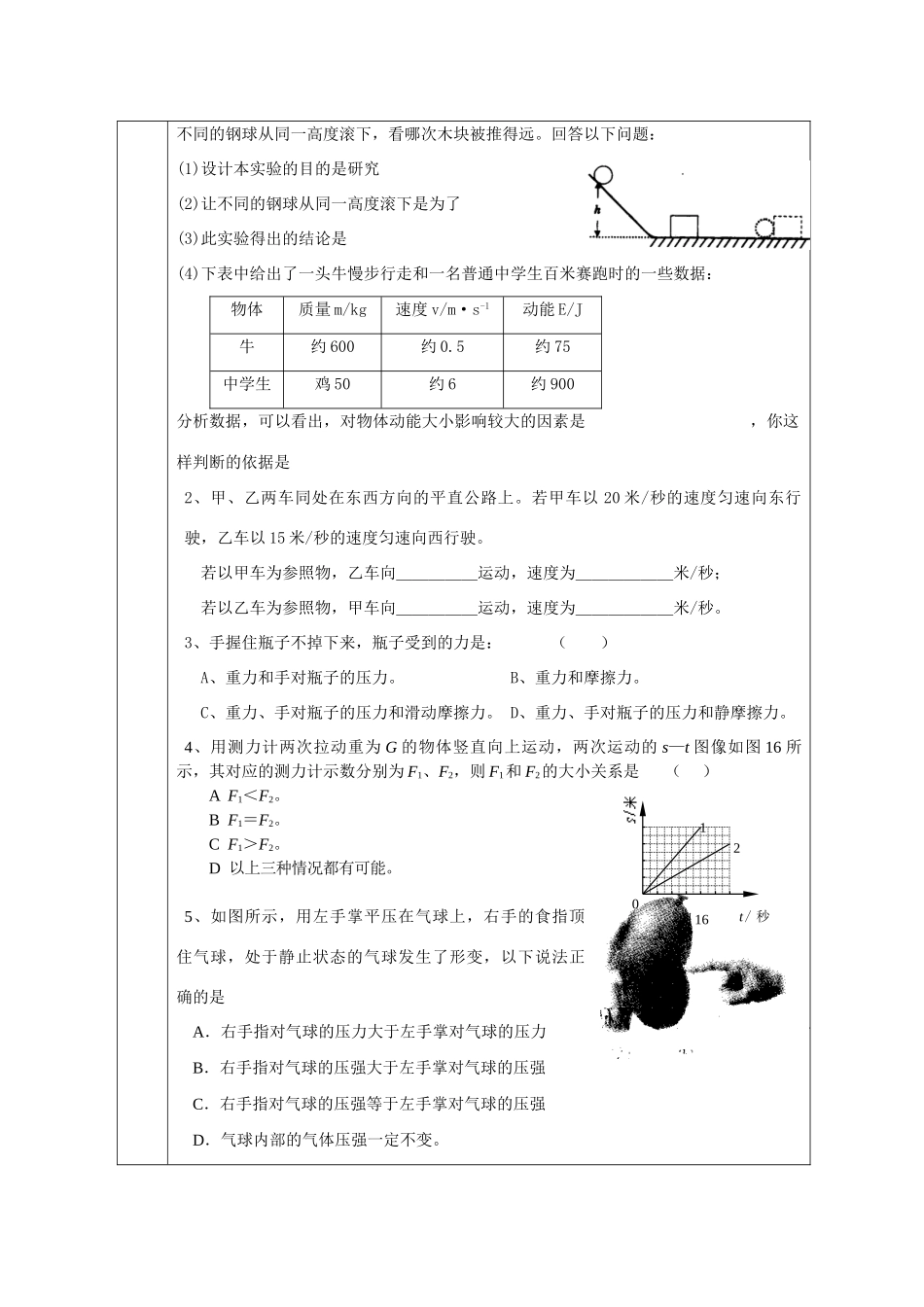 初中升物理知识摸底和水平测试 试题_第2页