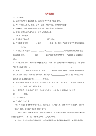 中考物理第一轮复习提纲 声现象试卷