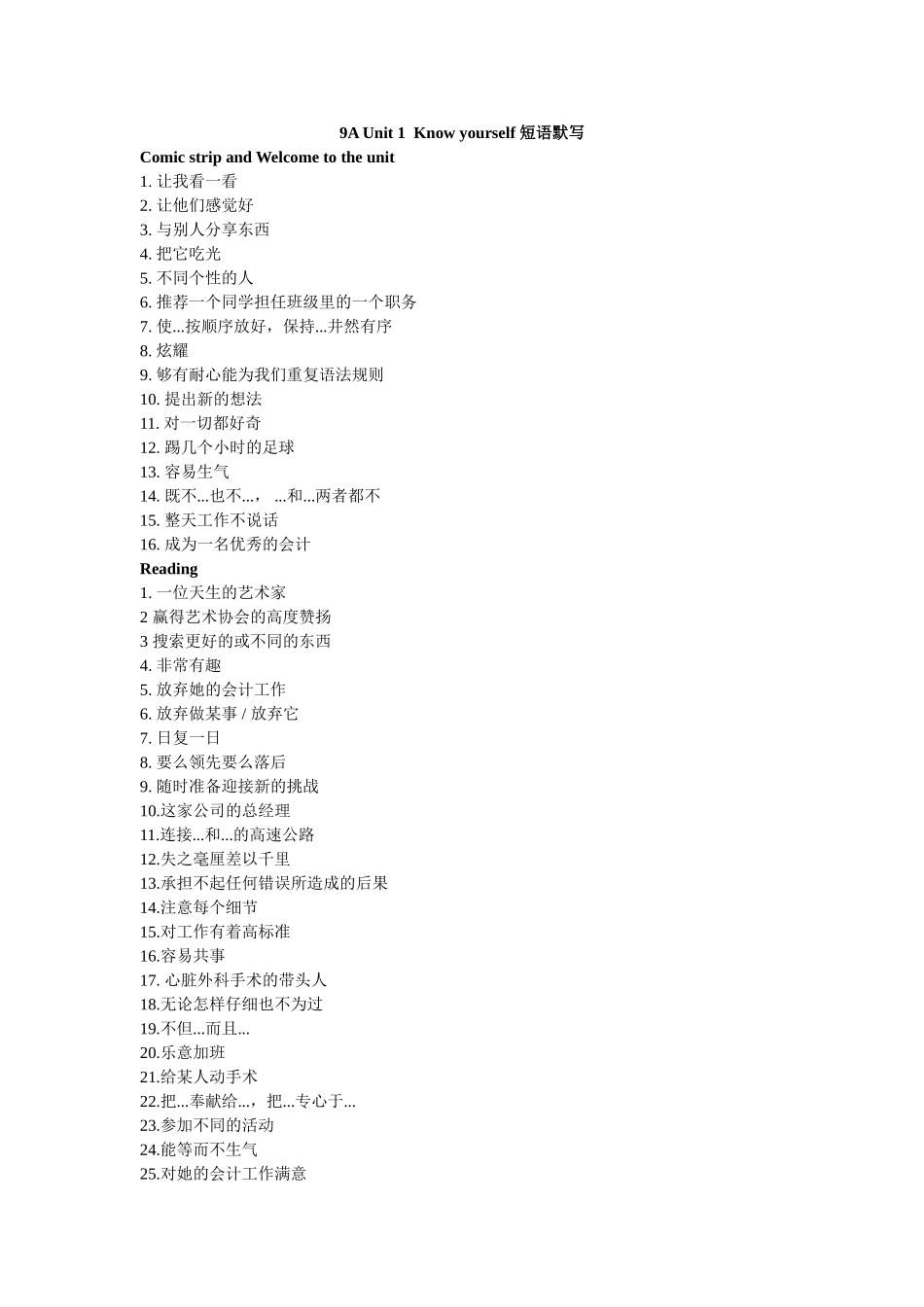 9上Unit1(新)短语默写_第1页