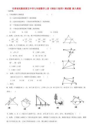九年级数学上册(相似三角形)测试卷 新人教版试卷