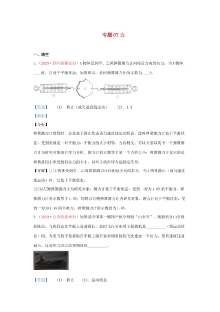 各地中考物理真题分类汇编(第1期)专题07 力试卷