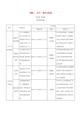 （浙江版）高考政治一轮复习 专题二 生产、劳动与经营精练（含解析）-浙江版高三全册政治试题