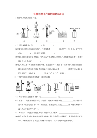 决胜中考化学压轴题揭秘 专题12 常见气体的制取与净化(预测题，无答案) 试题