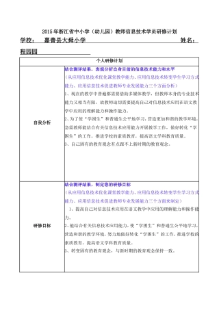 程园园研修计划