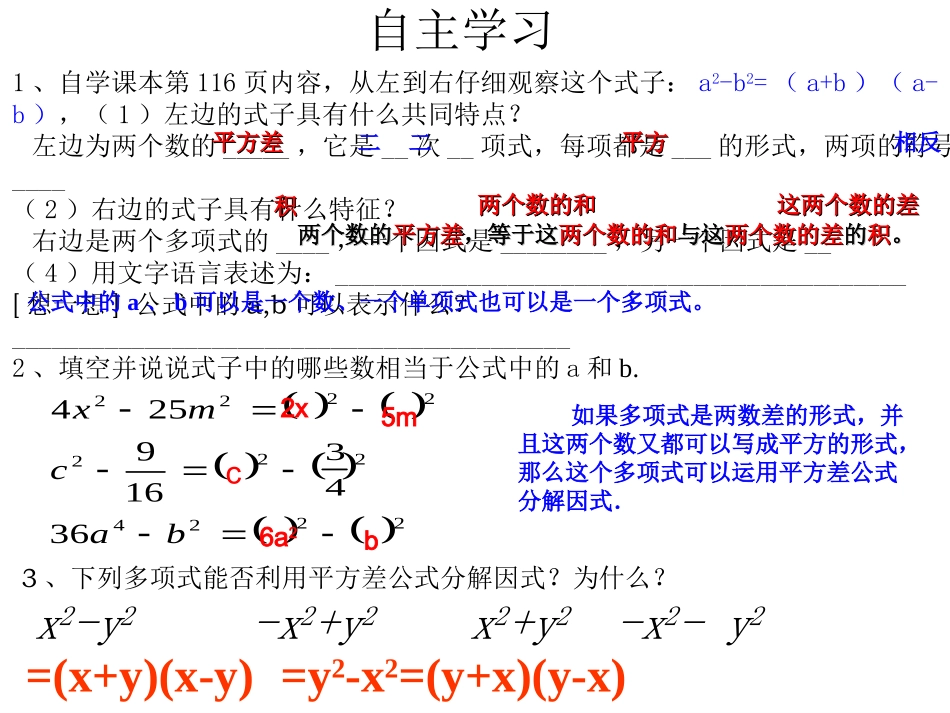 运用平方差公式分解因式_第3页