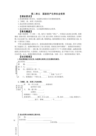 第二单元国家的产生和社会变革结构图
