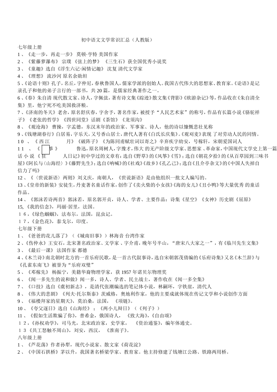 初中语文文学常识汇总_第1页