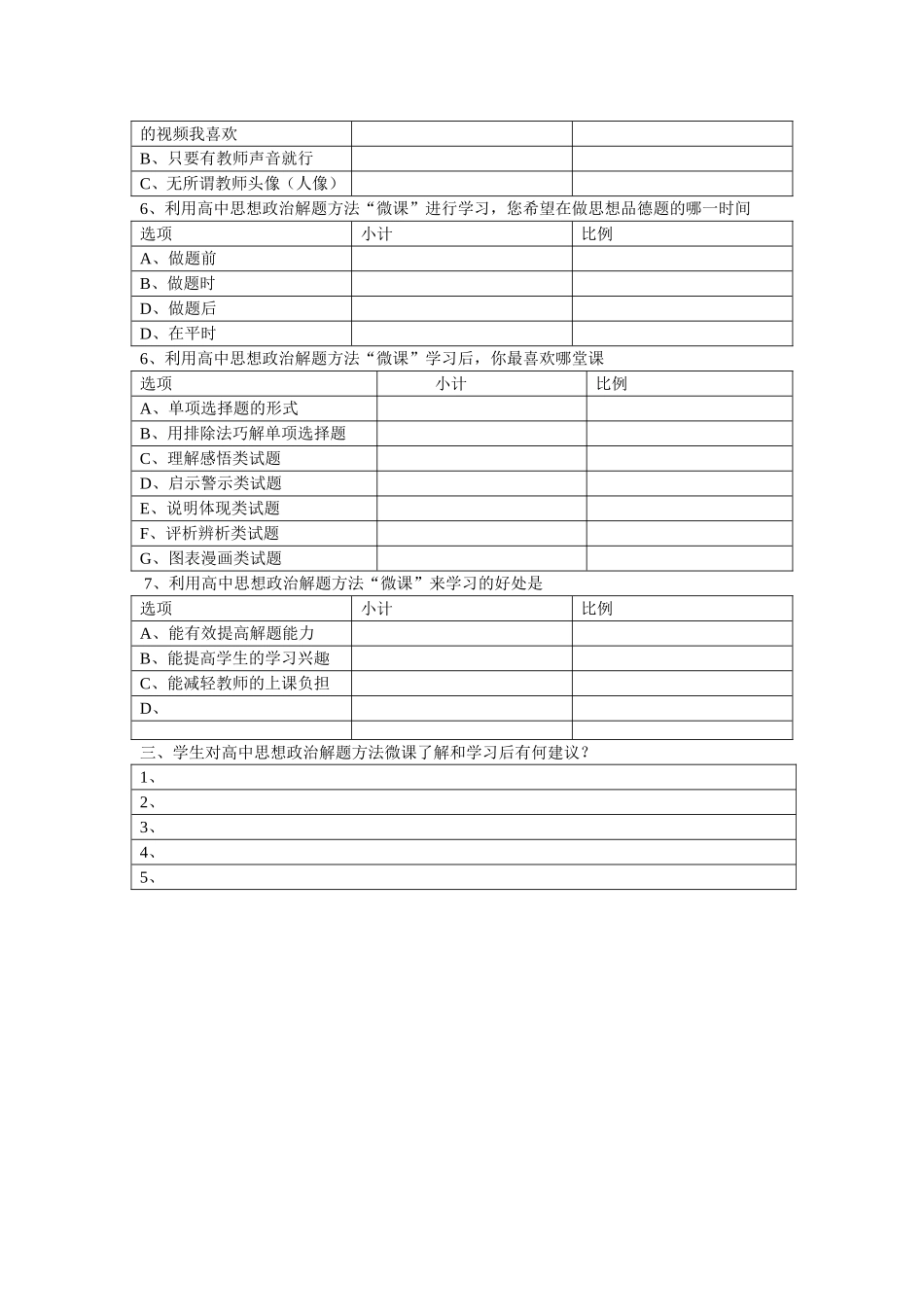 高中问卷调查分析表_第2页