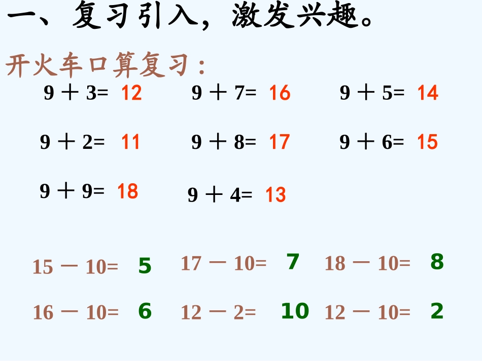 小学数学人教2011课标版一年级十几减9ppt-(4)_第2页