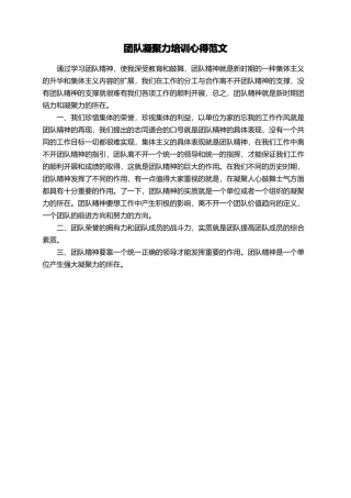 团队凝聚力培训心得范文