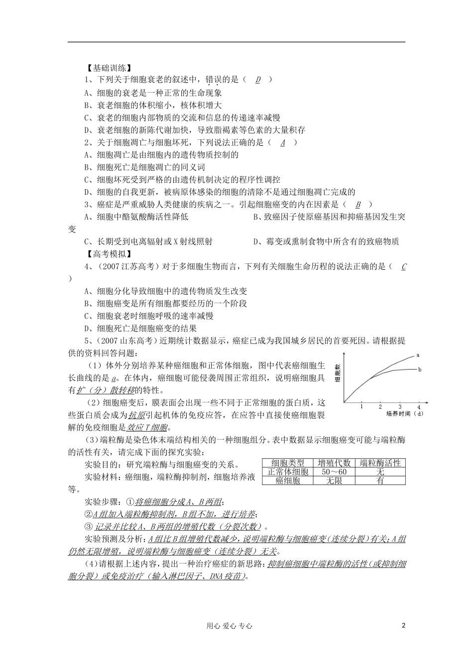 高中生物复习精讲精练-细胞的衰老、凋亡和癌变_第2页