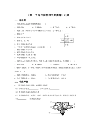 《第一节-绿色植物的主要类群》习题