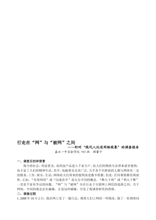 针对“现代人沉迷网络现象”社会调查报告