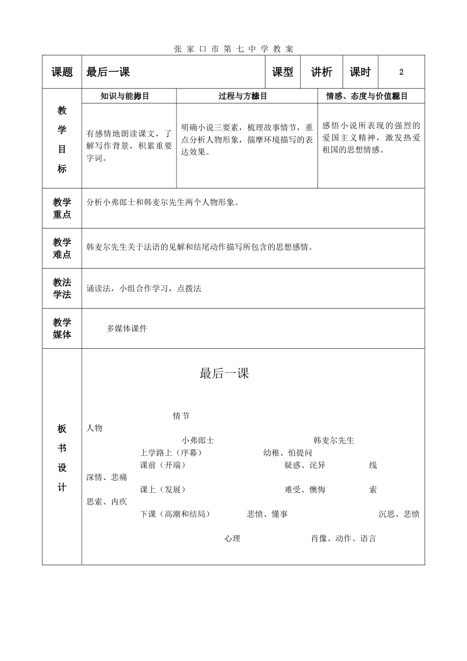 (部编)初中语文人教2011课标版七年级下册最后一课第二课时-(2)_第1页