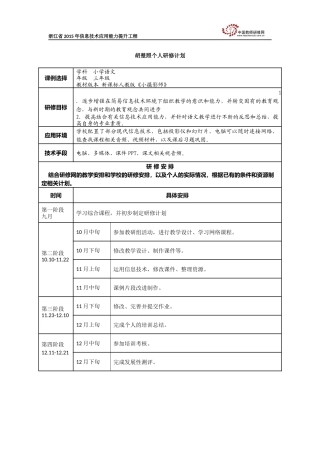 胡楚照个人研修计划