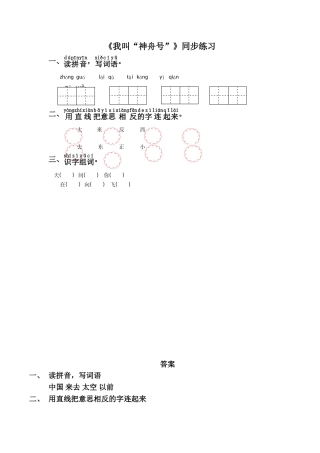 《我叫“神舟号”》同步练习2