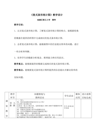 人教2011版小学数学四年级《复式条形统计图-》教学设计